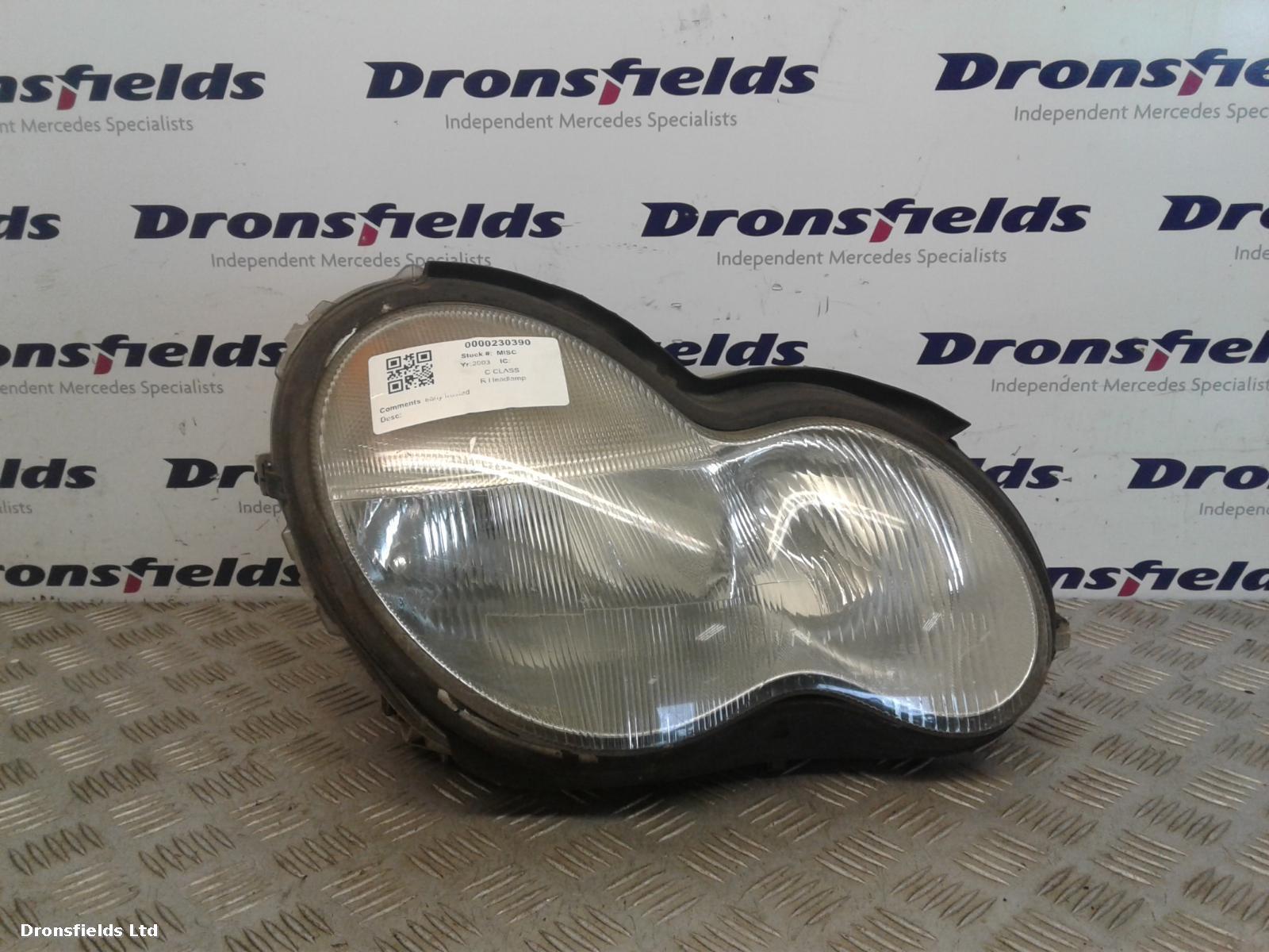 View Auto part R Headlamp Mercedes C Class 2003