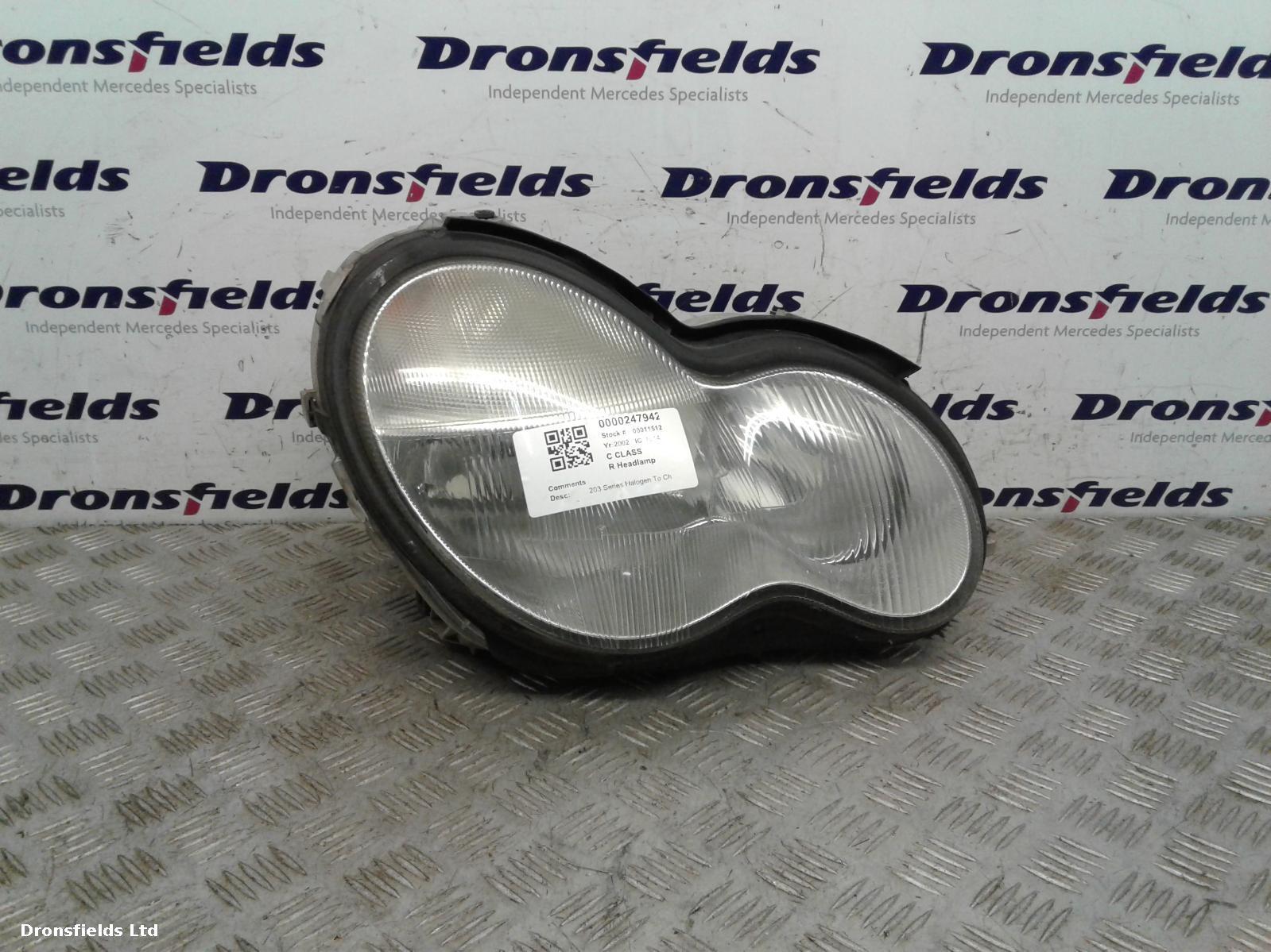 View Auto part R Headlamp Mercedes C Class 2002