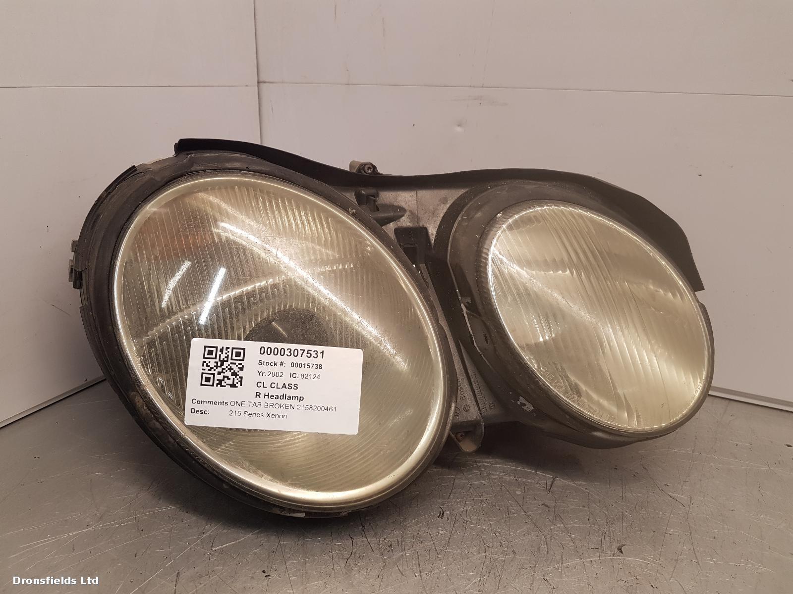 View Auto part R Headlamp Mercedes Cl Class 2002