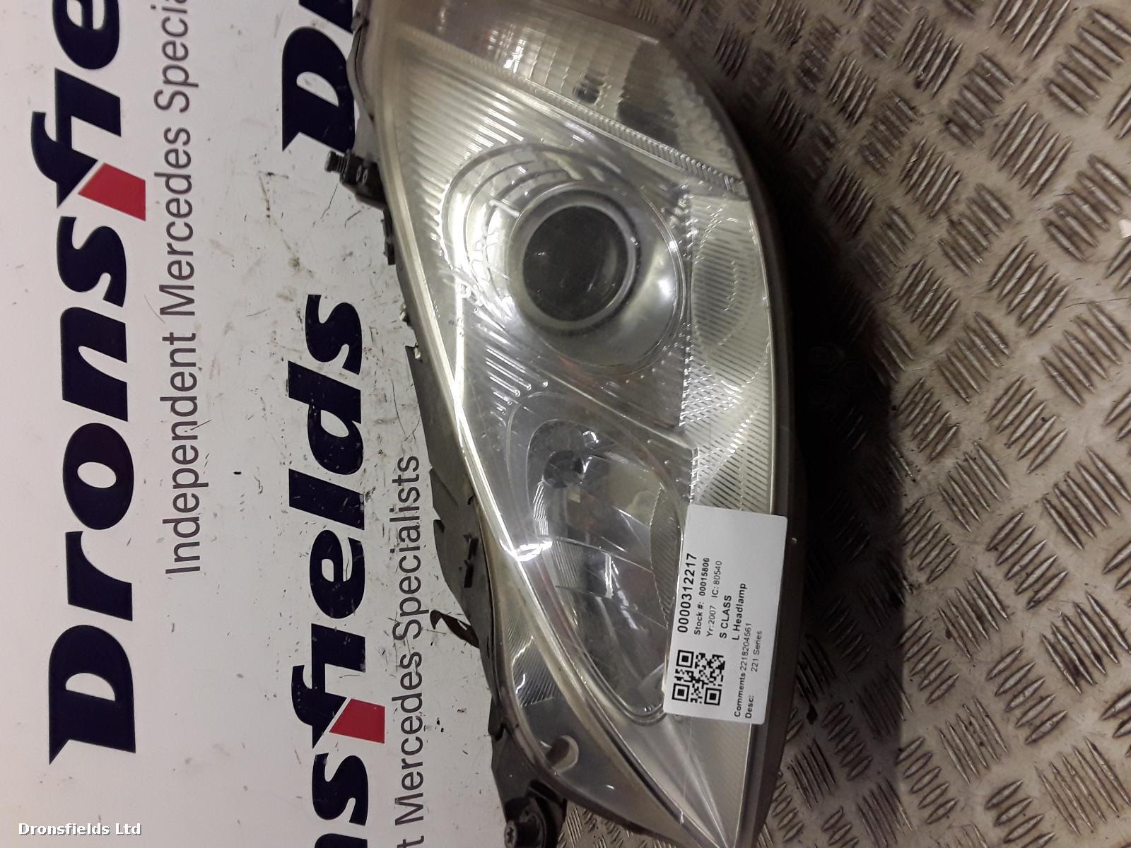 View Auto part L Headlamp Mercedes S Class 2007
