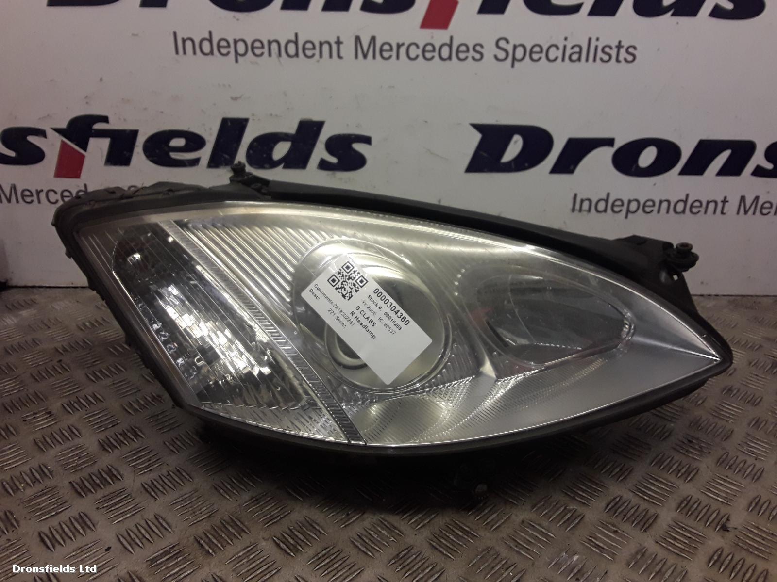 View Auto part R Headlamp Mercedes S Class 2006