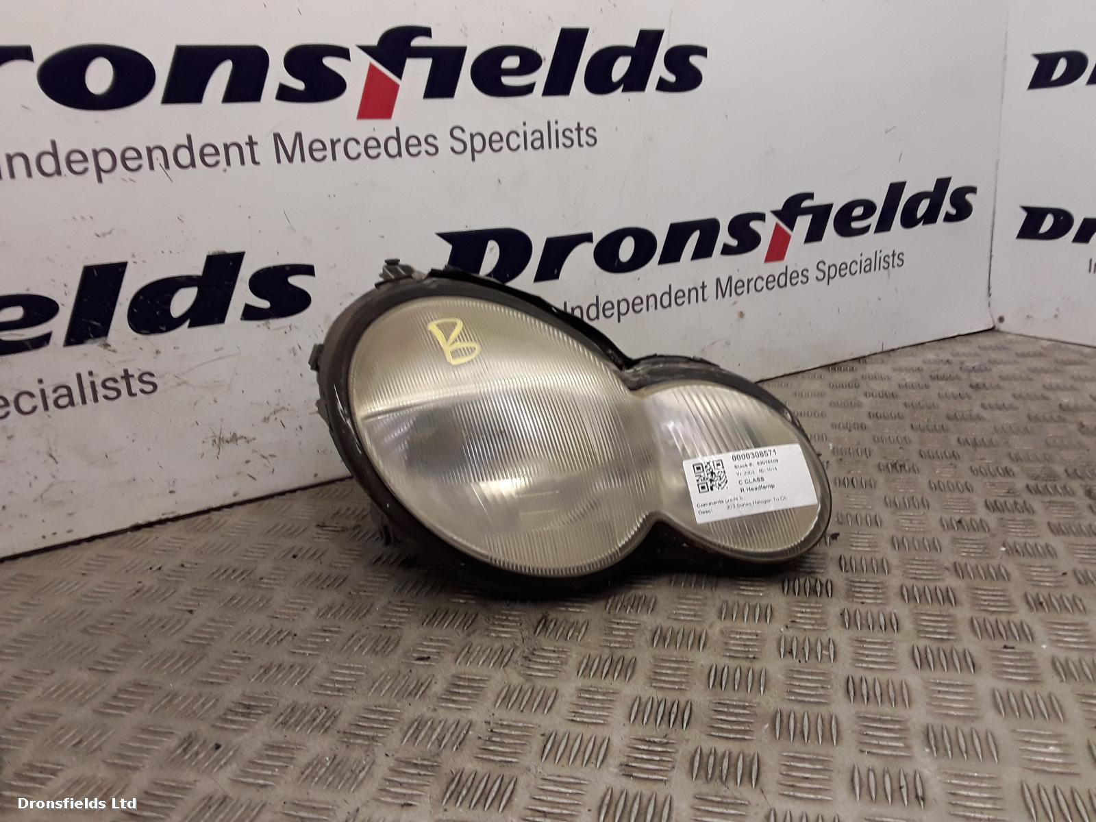 View Auto part R Headlamp Mercedes C Class 2002