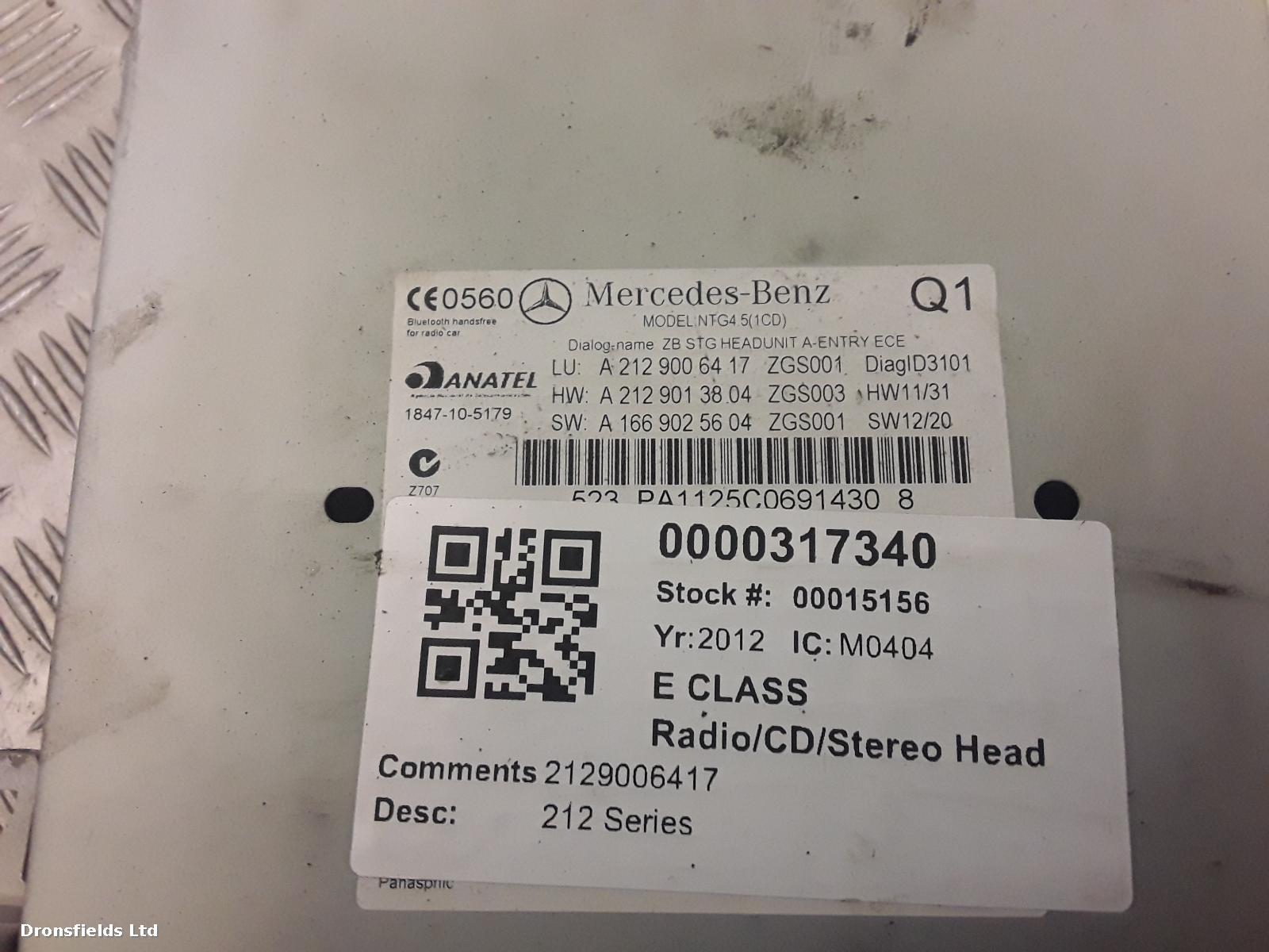 View Auto part A/V Equipment Mercedes E Class 2012