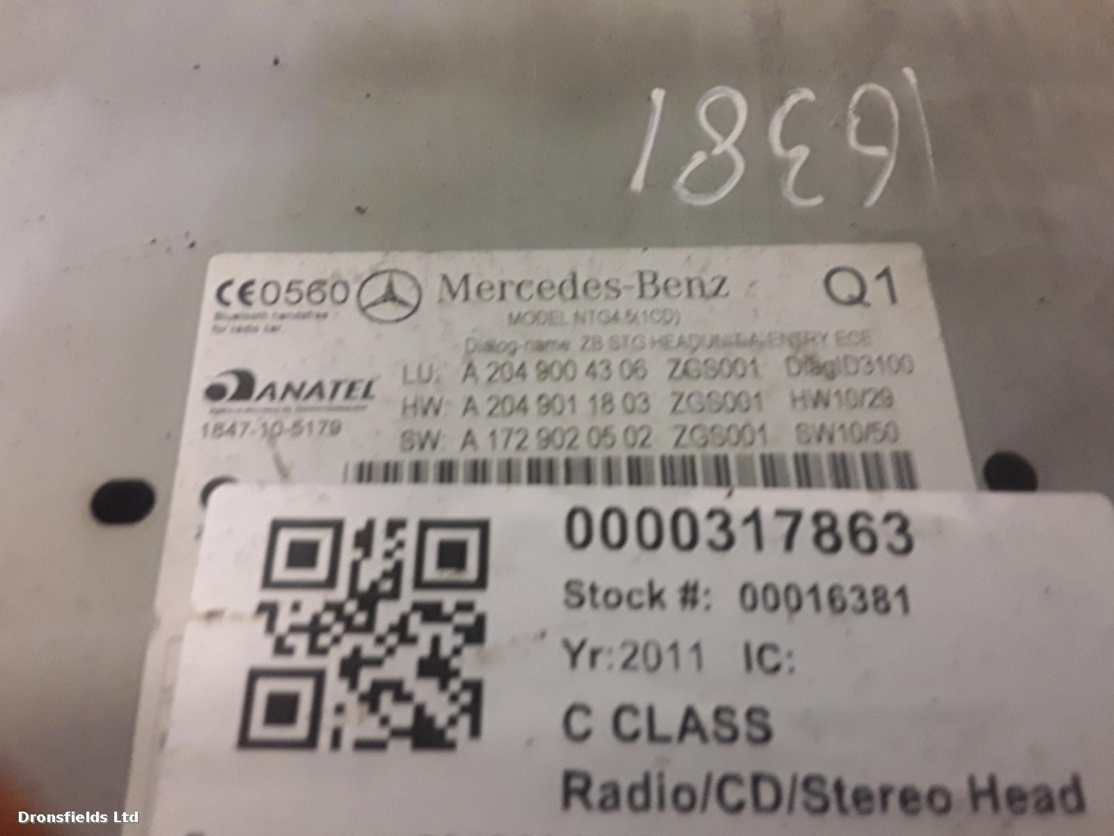 View Auto part A/V Equipment Mercedes C Class 2011