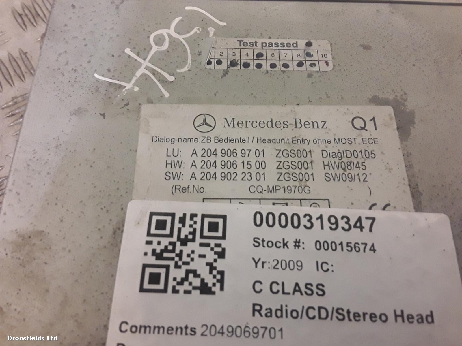 View Auto part A/V Equipment Mercedes C Class 2009