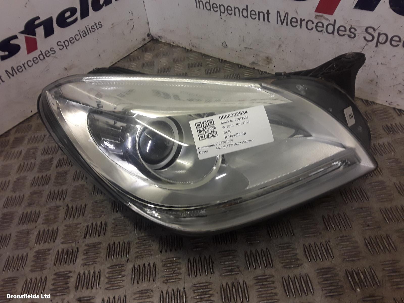 View Auto part R Headlamp Mercedes Slk 2013