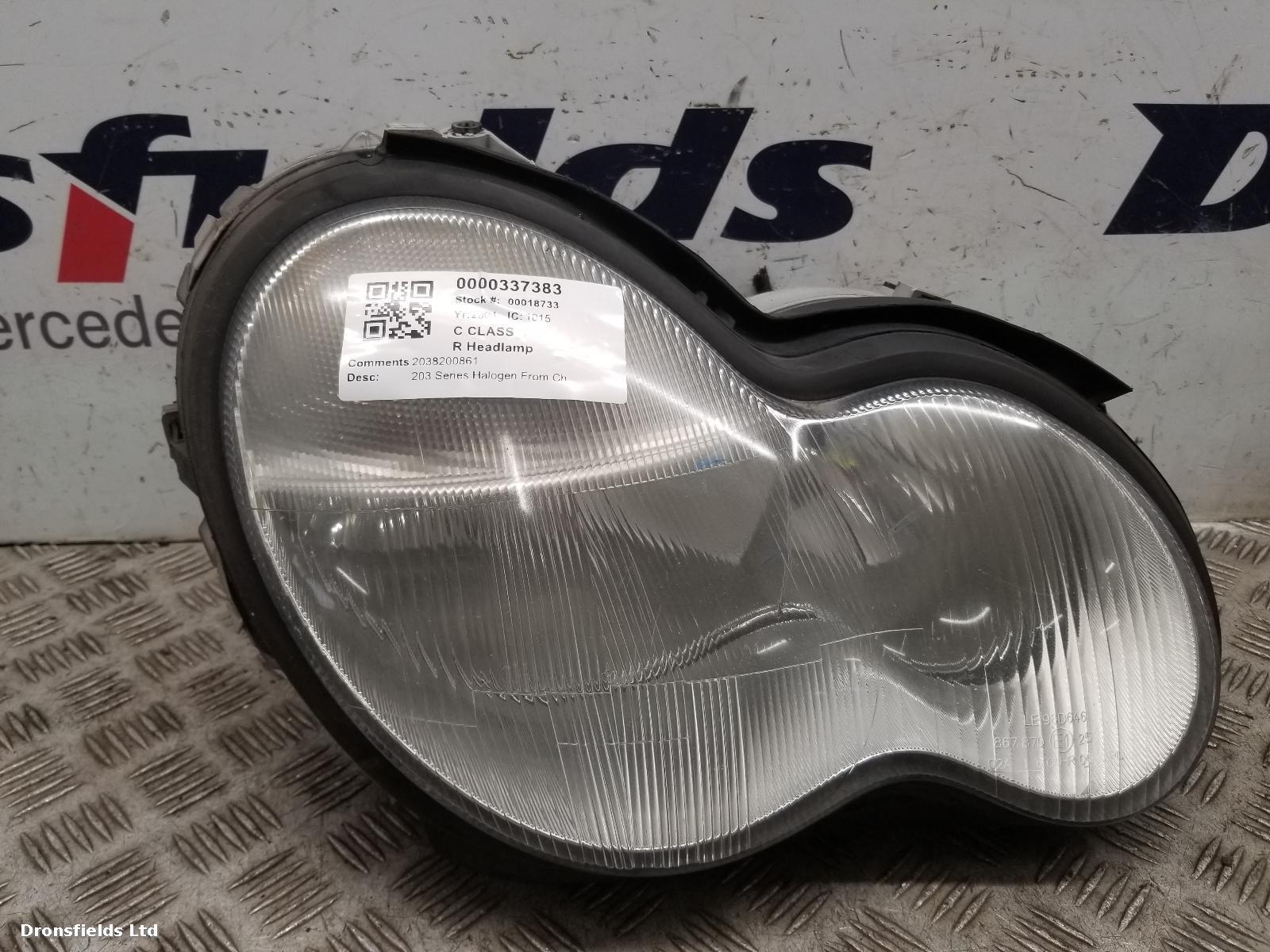 View Auto part R Headlamp Mercedes C Class 2004